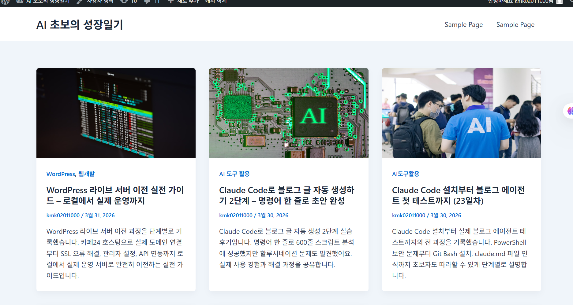WordPress 테마 교체