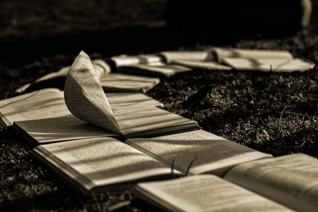 yt-dlp로 유튜브 자막 수집 - Open books laid out on the ground